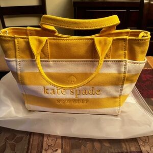 Kate Spade Yellow and Cream Striped shoulder bag new without tags